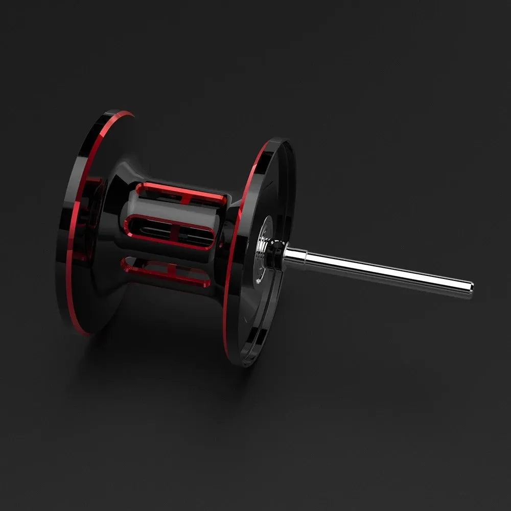 Drip wheel lure fishing reel with rocking wheel line system showing left and right hand wheel configurations