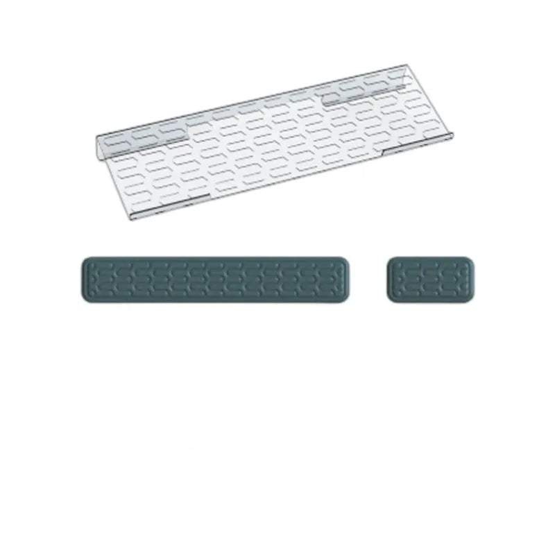 Double-sided keyboard and mouse pad with memory foam base, wrist support, and resin surface.