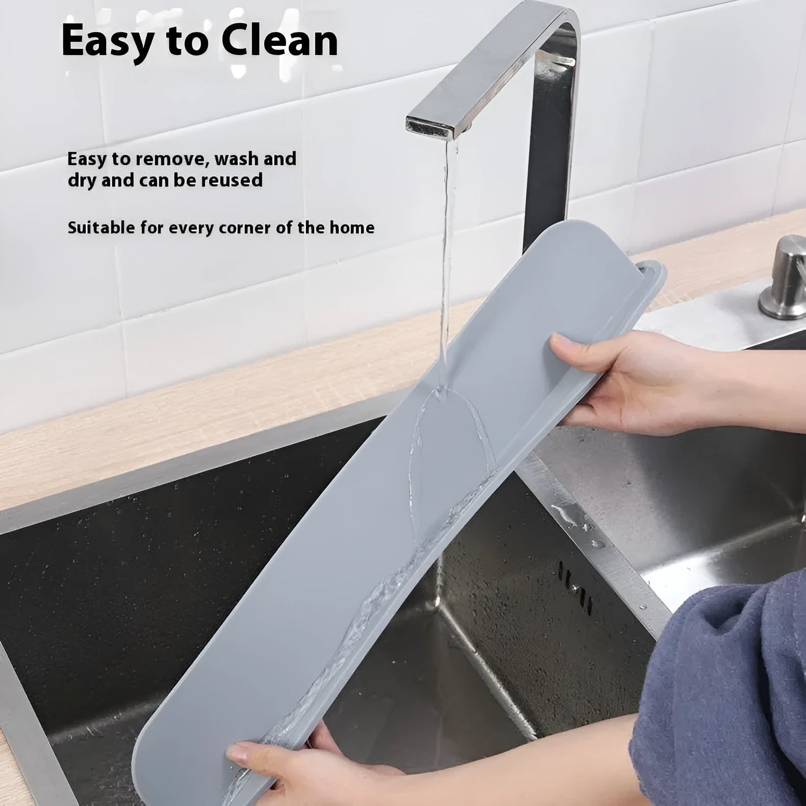 Thick silicone kitchen sink water blocking plate in grey, blue or black colour