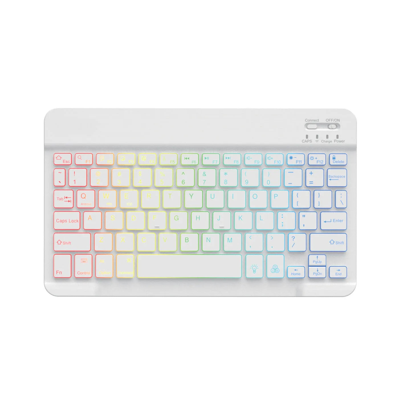 10-inch wireless Bluetooth keyboard with colourful backlight for tablets and mobile phones.