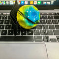 70mm solid PU decompression ball with elastic holes in blue colour