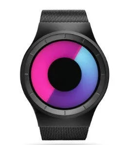 Unisex casual watch with stainless steel mesh band, 40mm case, aurora borealis dial, and anti-glare mineral glass