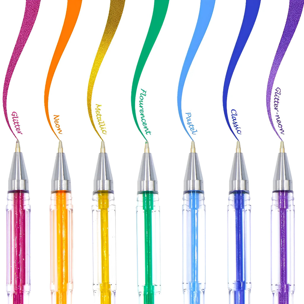 100 colour gel pen set with dual 0.5mm and 1.0mm tips for writing and watercolour effects