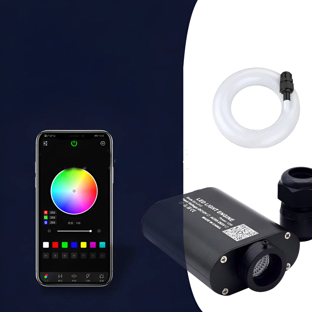 12W RGBW fiber optic light source with remote control and 20mm coupling head for car star dome