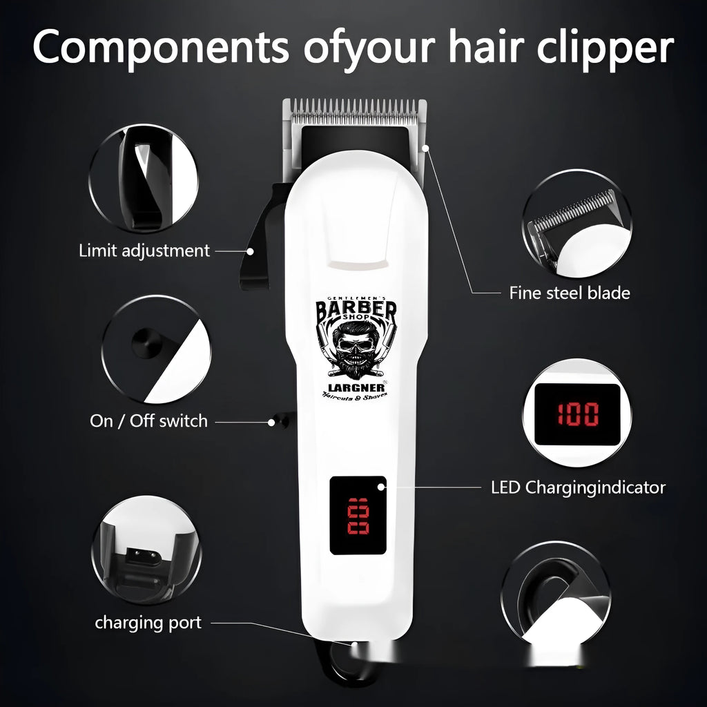 Rechargeable hair clipper with stainless steel cutter head and USB charging cable
