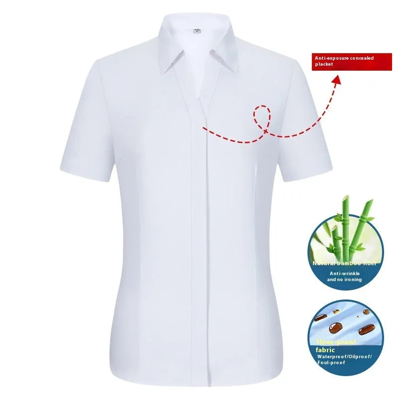 Men's slim fit bamboo fibre short sleeve shirt with square collar in a solid colour.