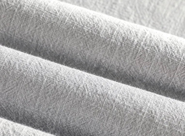 Men's loose-fit casual shirt in a cotton and linen blend, shown in a solid colour.