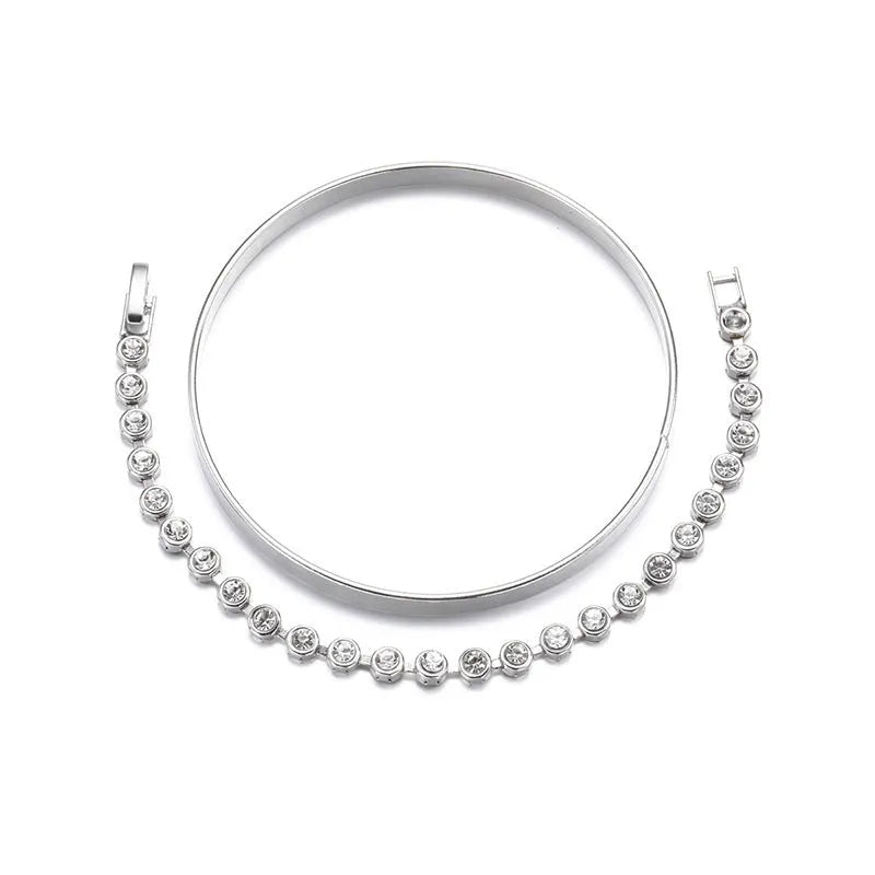 Vintage retro gold and silver drop shaped geometric water droplet bracelet set for women