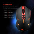 Silent wireless mouse with LED backlight in blue, 7 buttons, nano USB receiver, on a white surface