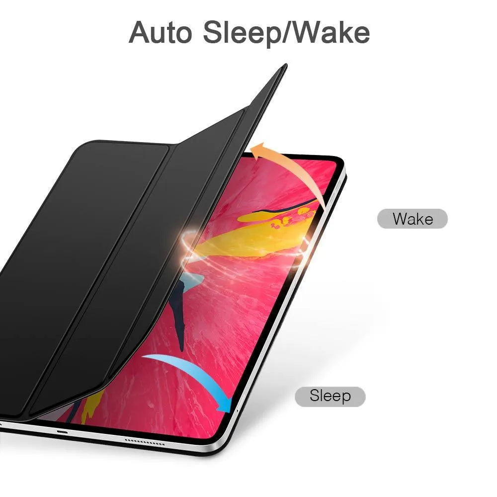 Magnetic smart case for iPad Pro 11 2018 release with trifold stand and rubberized cover in black