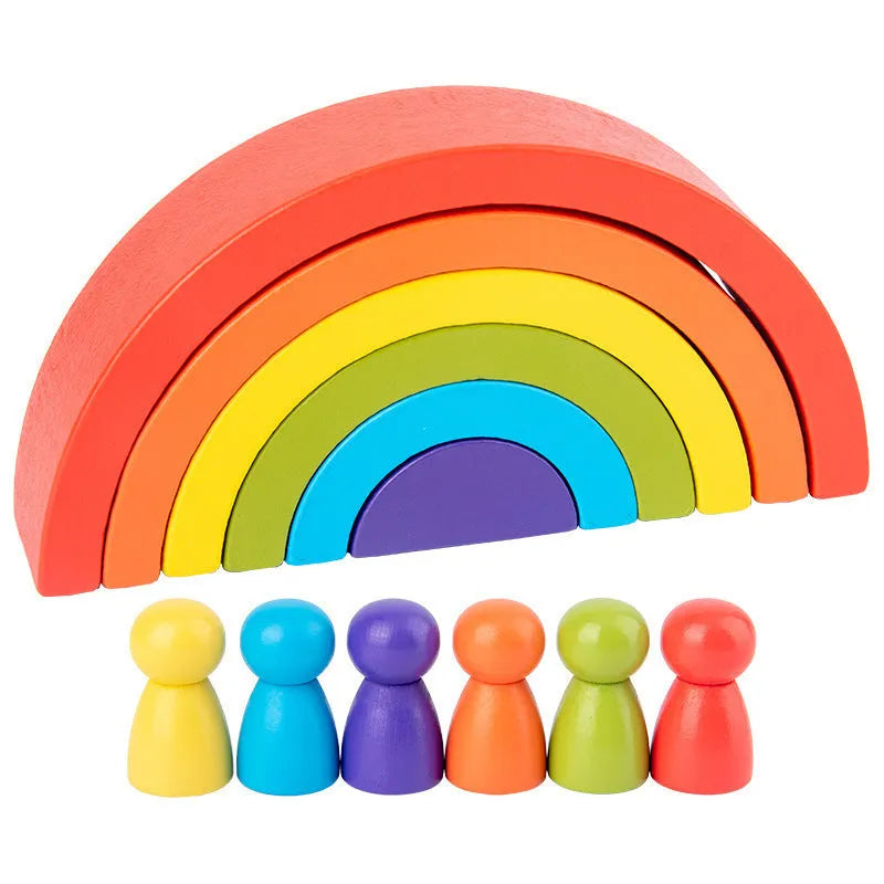 Wooden rainbow arched building blocks set in picture colour
