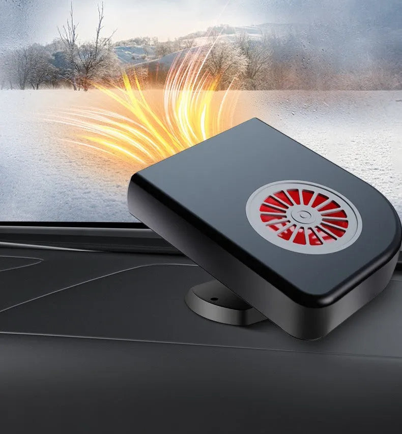 Black ABS plastic car heater with adjustable mount for defrosting and interior warming
