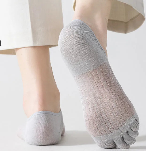 Modal cotton five-finger ultra-thin breathable boat socks in solid colours