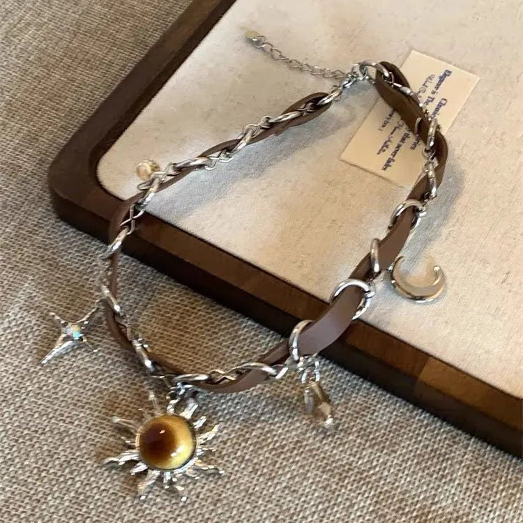 Alloy unisex necklace with electroplated geometric butterfly pendant and regular chain