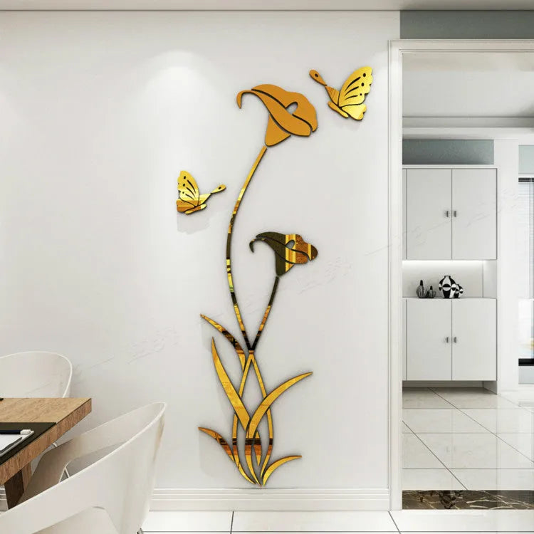 Lily 3D stereo clear acrylic wall sticker in multiple sizes and colour options