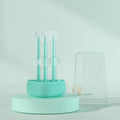 Pet toothbrush with dual silicone bristle heads in purple colour for dog and cat teeth cleaning