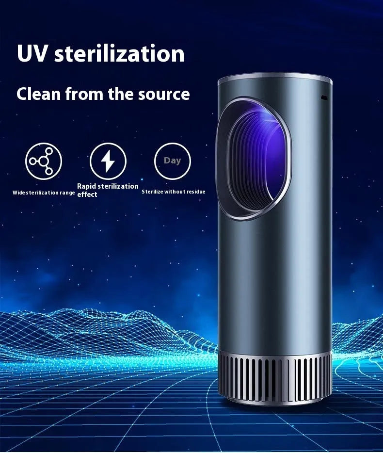 Smart car air purifier in black with formaldehyde removal and USB power supply