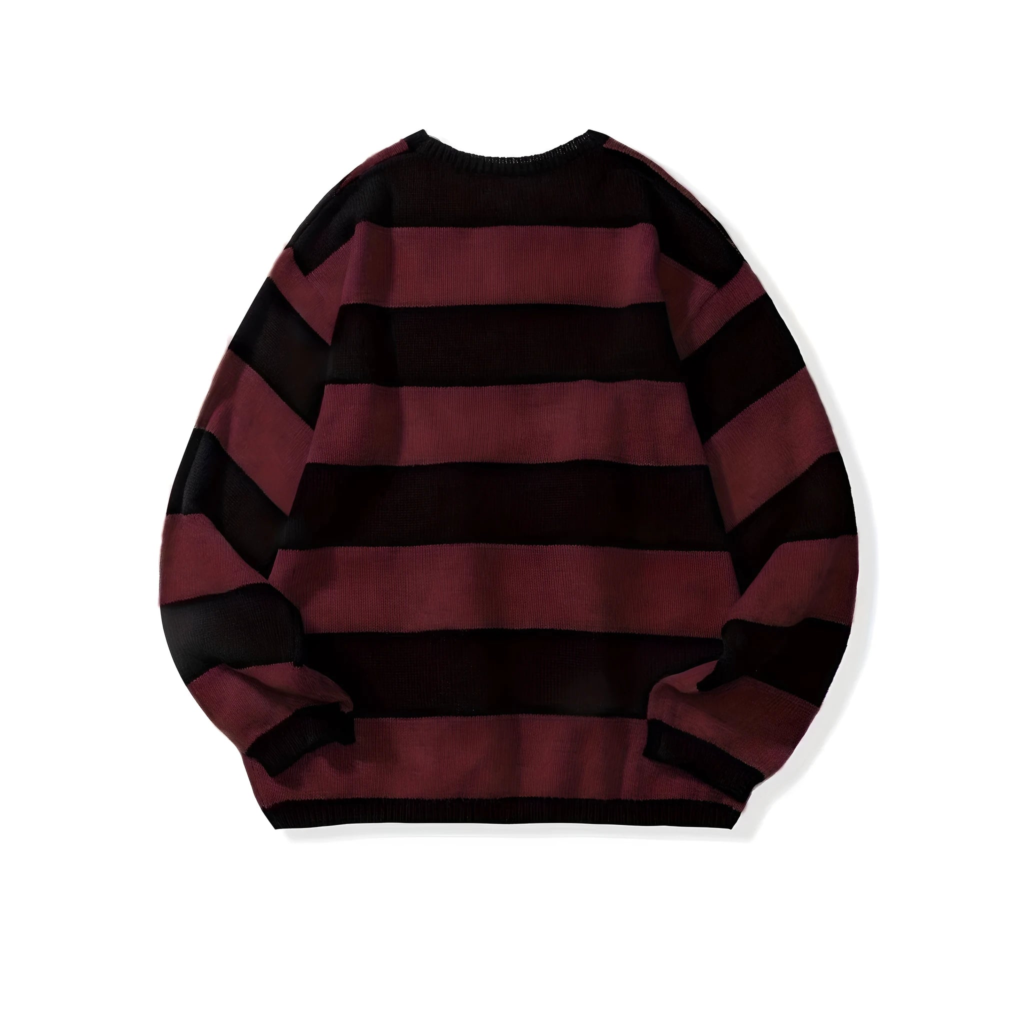 Loose American retro wool sweater in beige, front view, long sleeve pullover for autumn