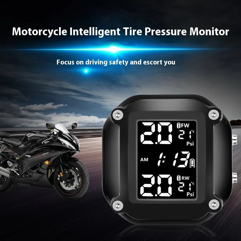 Motorcycle tyre pressure monitor with plastic waterproof housing and sensor for two-wheel electric motorcycle