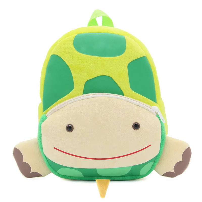 Cute plush animal turtle children's schoolbag backpack with embroidery details and soft carry handle