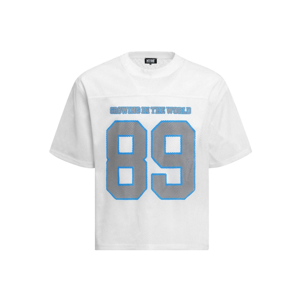 Loose-fitting casual T-shirt with alphanumeric print in black or white colour options