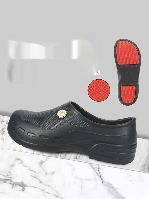 Men's non-slip work shoes orange and black PU upper rubber sole for adult men