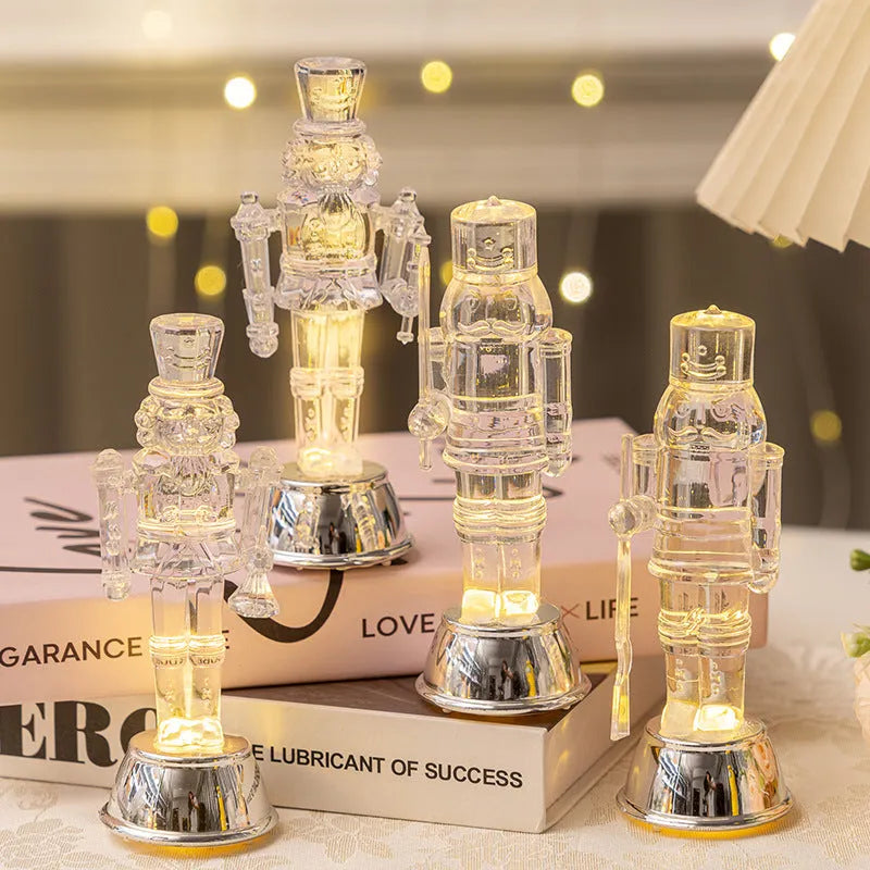 Transparent plastic walnut soldier nutcracker Christmas ornament desktop decoration