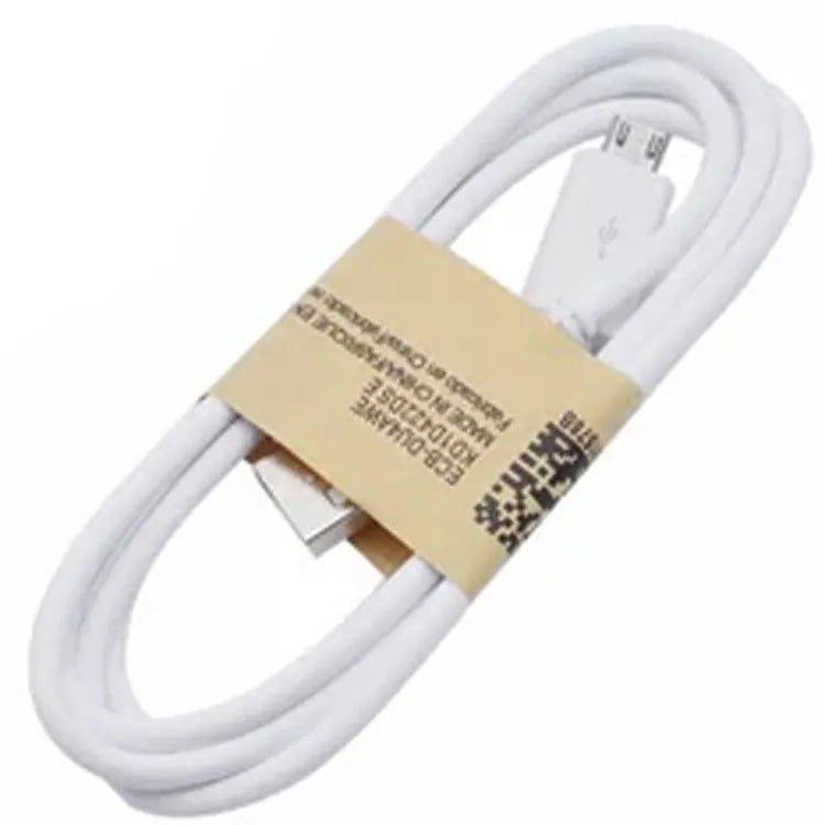 Black and white Android Micro USB data cable for phone and tablet charging, 1 metre long.