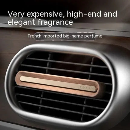 Solid wooden long bar car aromatherapy ornament for air vents in walnut colour.