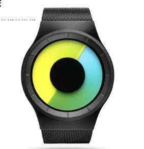 Unisex casual watch with stainless steel mesh band, 40mm case, aurora borealis dial, and anti-glare mineral glass