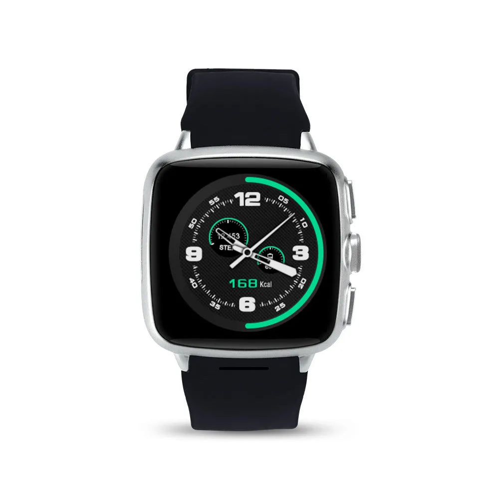 Android smart watch with 1.54-inch HD screen shown in black and white colour options