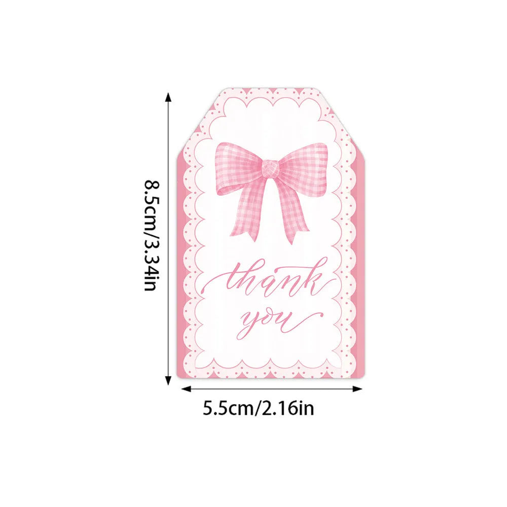 Creative bowknot gift label tags set showing three decorative styles with natural hemp rope ties