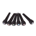 Six ebony guitar bridge pins with matt black finish for folk acoustic guitars