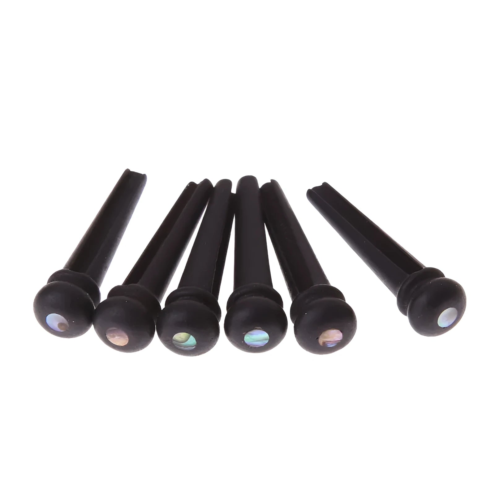 Six ebony guitar bridge pins with matt black finish for folk acoustic guitars