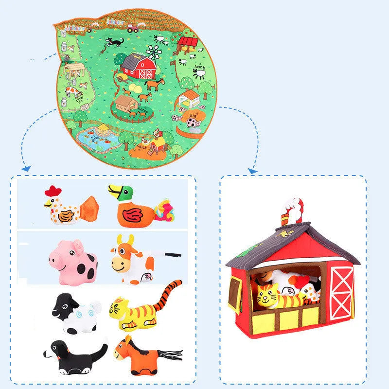 Baby play blanket 1cm thick integral mat with jungle animal toys for sensory development