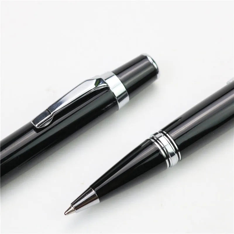 Full metal black portable rollerball pen with 0.7mm refill and two extra refills
