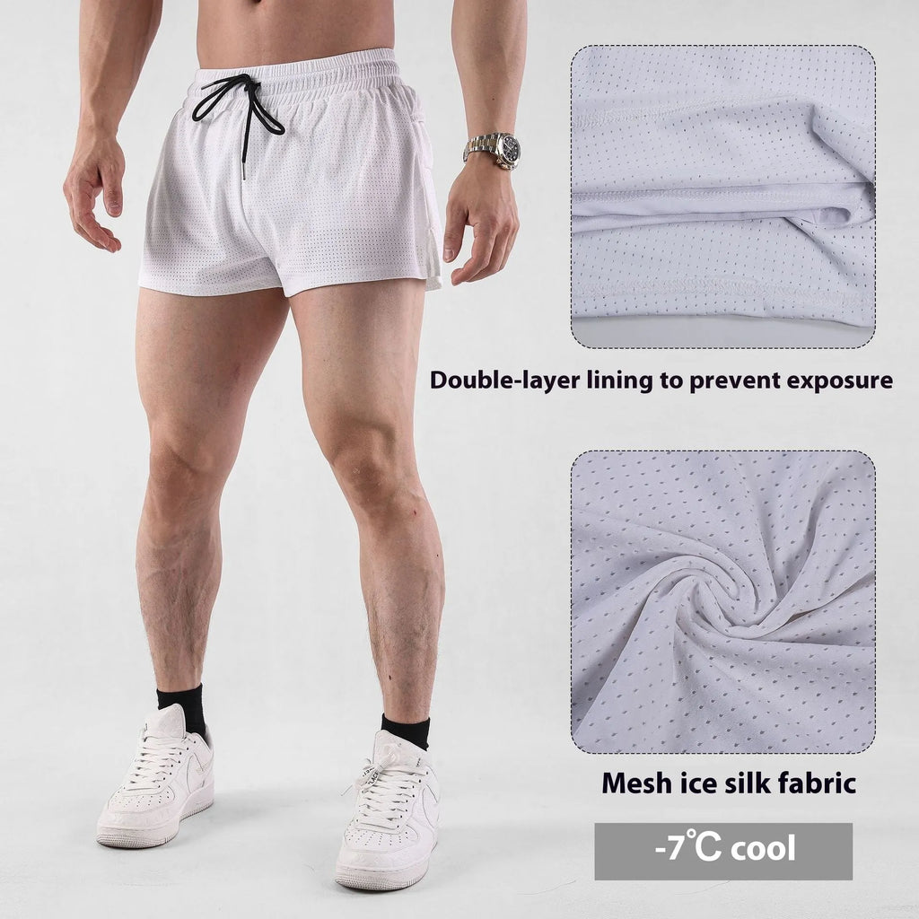 Men's quick-drying nylon summer shorts in black and white colours with mid waist fit