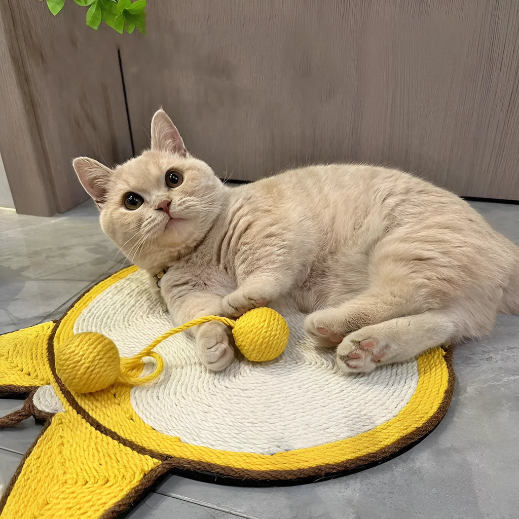 Yellow Corgi butt design cat scratching board with sisal fabric and anti-slip base