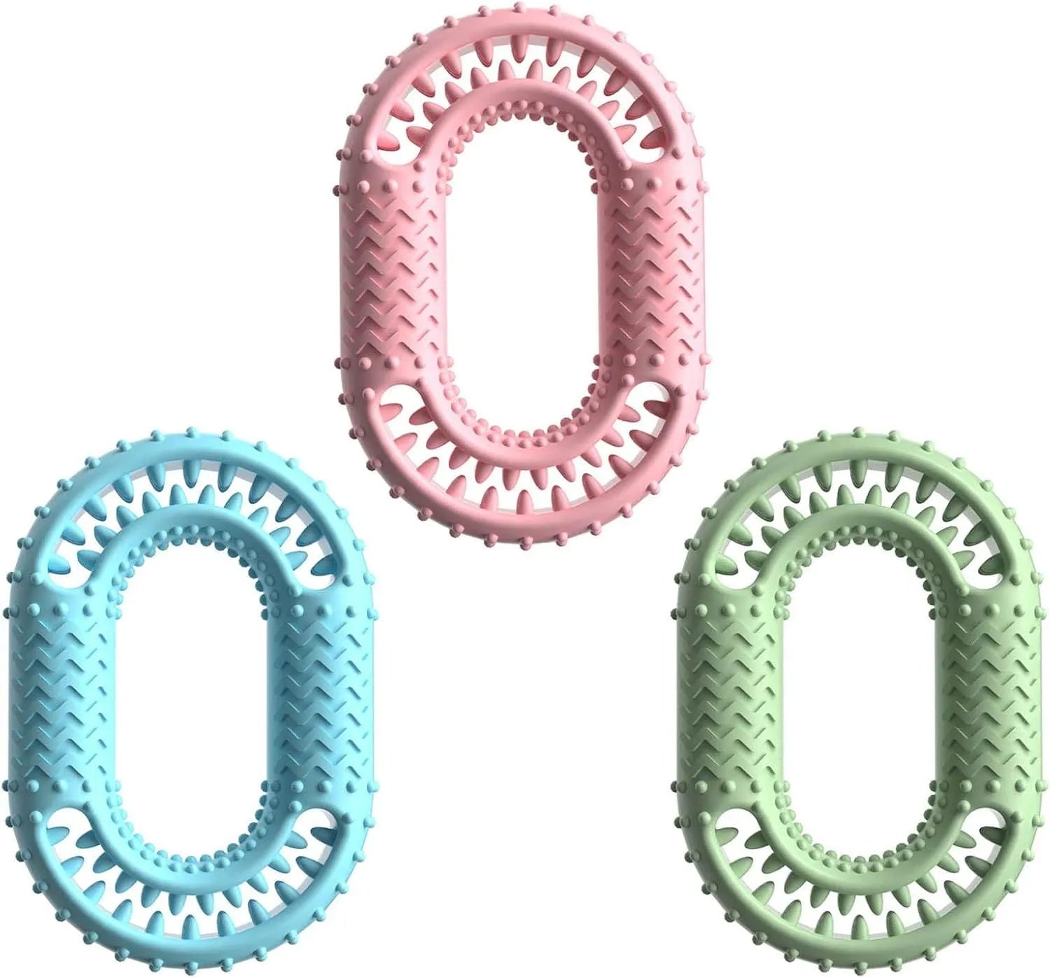 Blue o-ring shaped dog chew toy for dental health and aggressive chewers