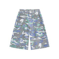 Women's camouflage colour cropped denim trousers with straight leg workwear style and front pocket