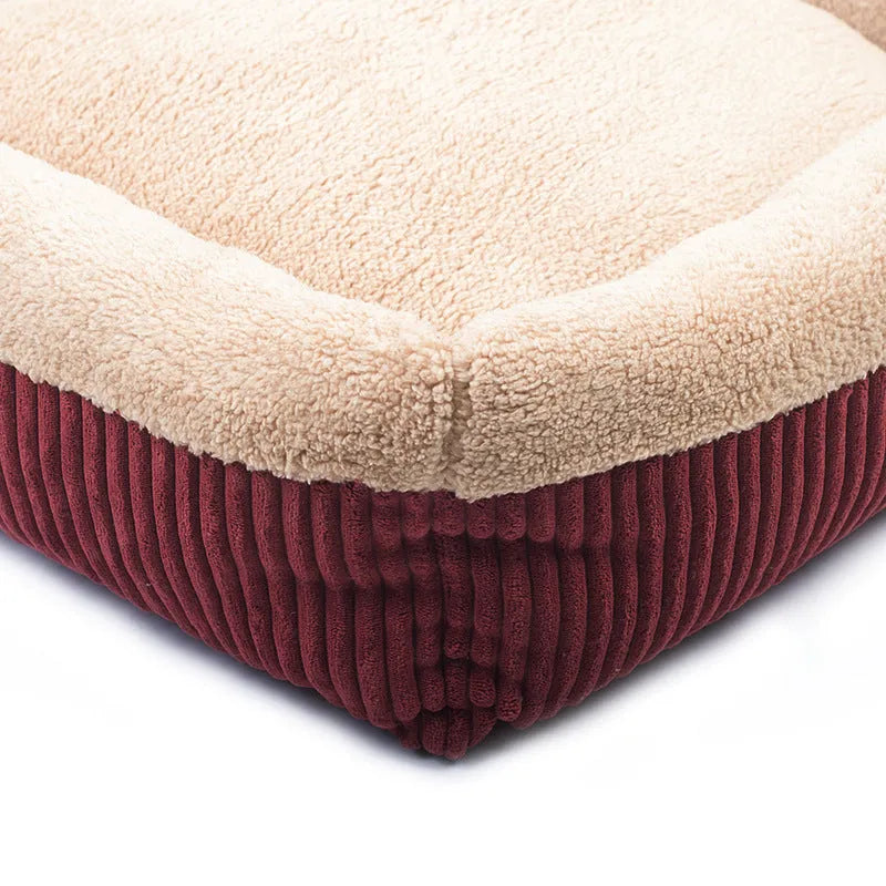Octagonal velvet pet nest for cats and small dogs with soft cotton velvet lining, shown indoors