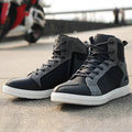 SCOYCO MT040 black motorcycle riding boots with ankle protection and reflective detailing