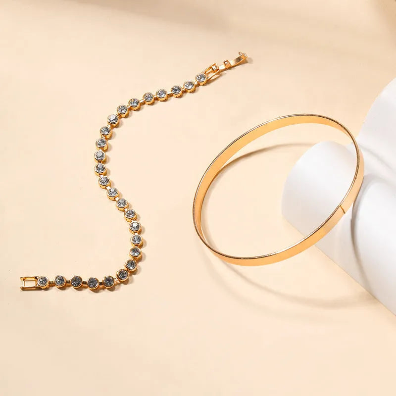 Vintage retro gold and silver drop shaped geometric water droplet bracelet set for women
