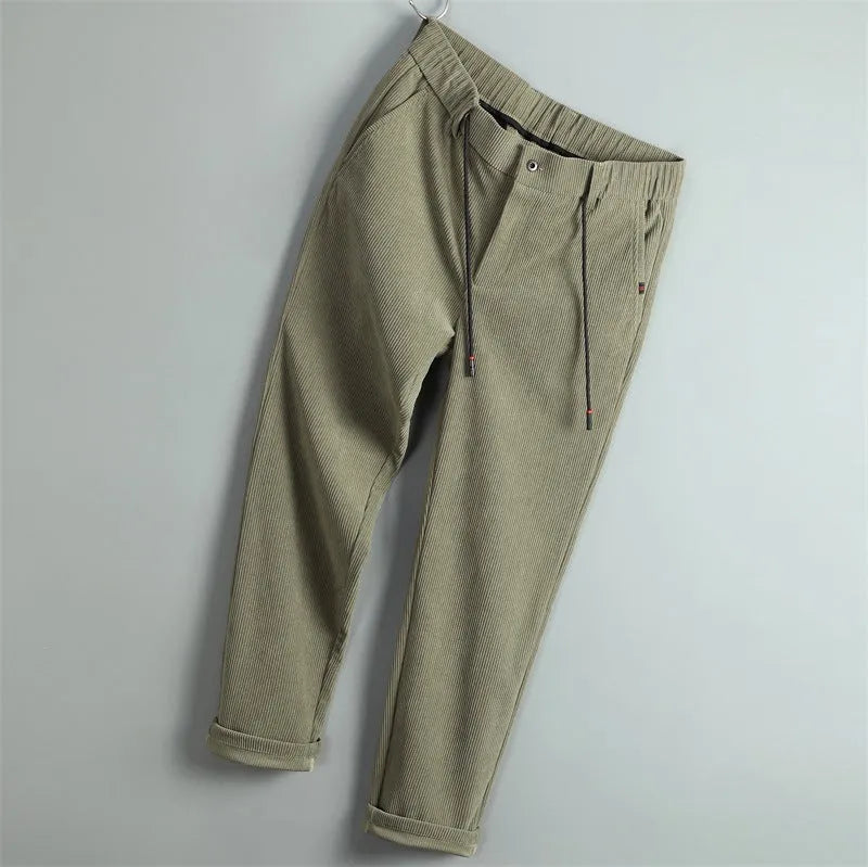 Striped casual trousers for men in available colour options polyester fibre