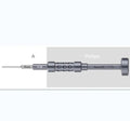 Grenade-shaped aluminium handle iPhone repair screwdriver with five bits including T2 cross triangle tail screw.