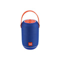 TG107 fabric wireless Bluetooth portable speaker in blue orange pattern, 99mm size, 10W output