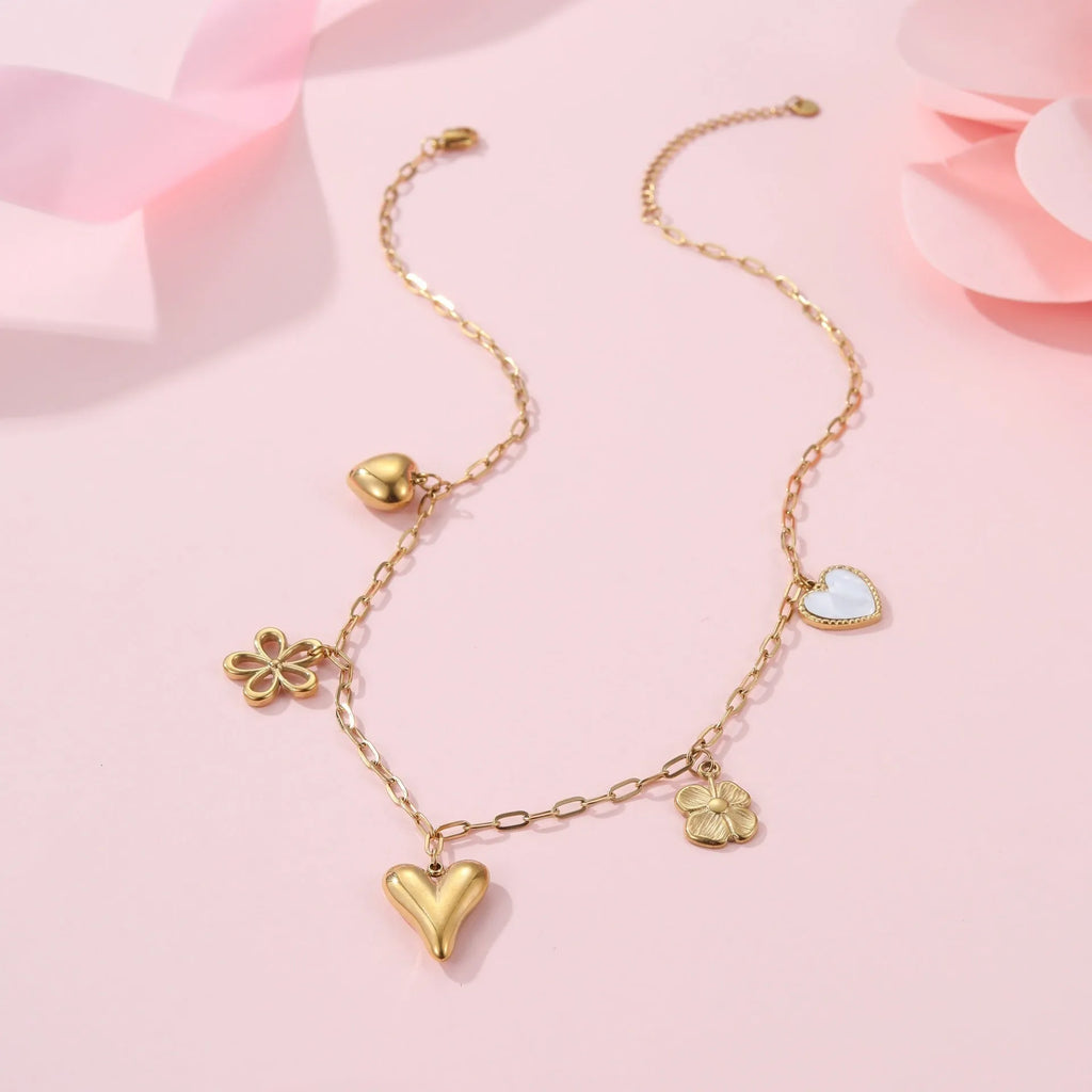 Women's stainless steel sun pendant necklace with 18K electroplating on adjustable 41-50cm chain