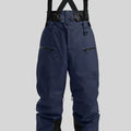 Men's black ski trousers with adjustable waist strap, showcasing thickened waterproof construction.