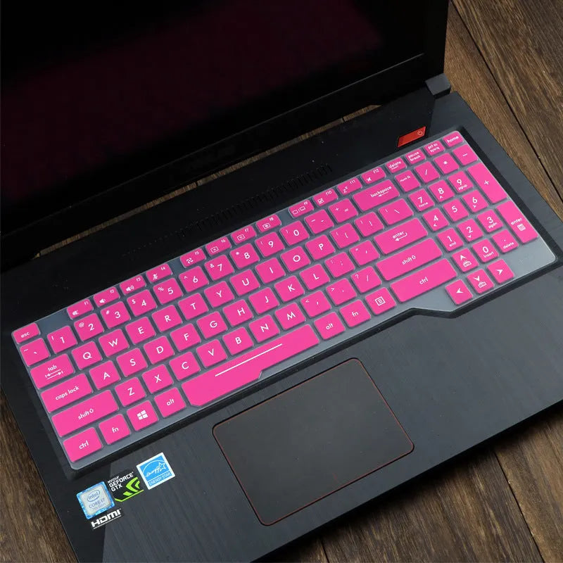 ASUS Flight laptop keyboard protective film cover in various colour options including blue, mint, and gradient patterns.
