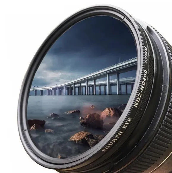 Set of four camera neutral density filters in various thread sizes from 37mm to 95mm.